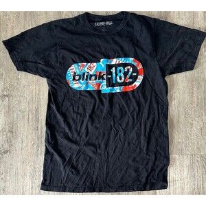 BLINK-182 Black Vintage ENEMA OF THE STATE Red/White/Blue Tour T Shirt Size S